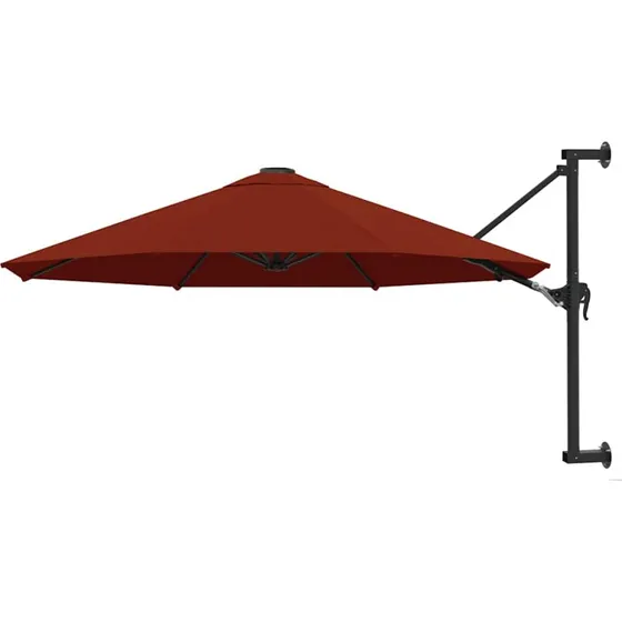 Væghængt parasol 300 cm med metalstang – terracotta