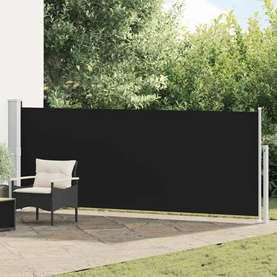 Sammenrullelig sidemarkise 140x500 cm – sort