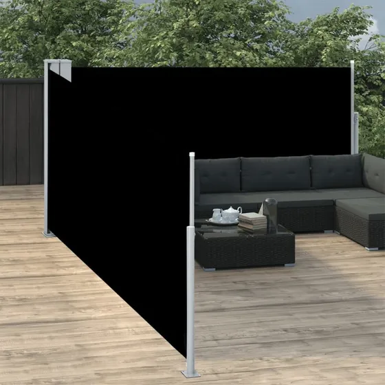 Sammenrullelig sidemarkise 100 x 1000 cm - Sort