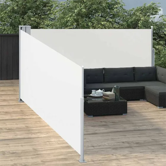 Sammenrullelig sidemarkise 100 x 1000 cm, creme