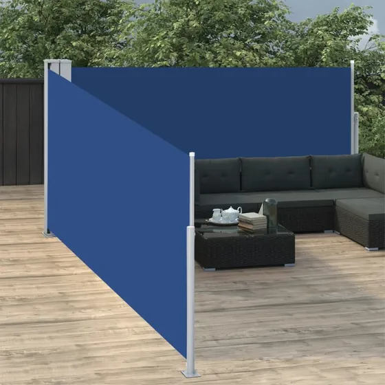 Sammenrullelig sidemarkise 100×1000 cm blå