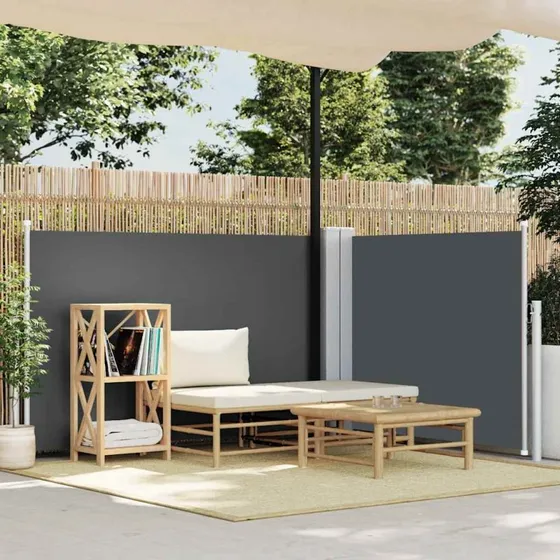 Sammenrullelig sidemarkise 120×1000 cm – Antracitgrå