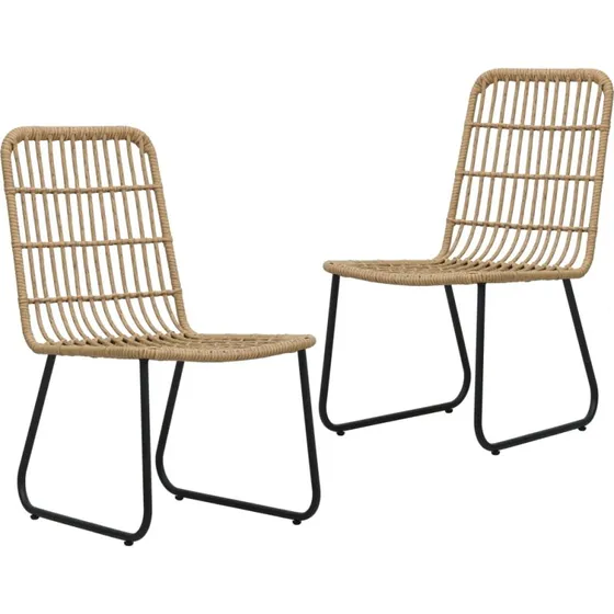 Havestole 2 stk. i polyrattan - egetræsfarve