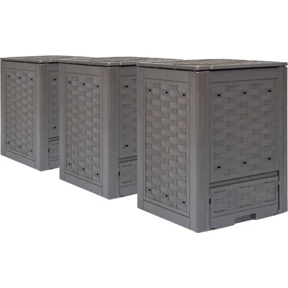 Kompostbeholdere 3 stk. 900 L brun (60×60×83 cm)