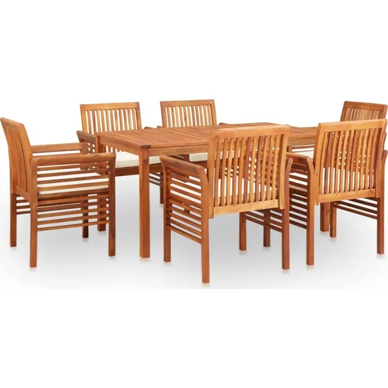 Udendørs spisebordssæt 7 dele i massivt akacietræ