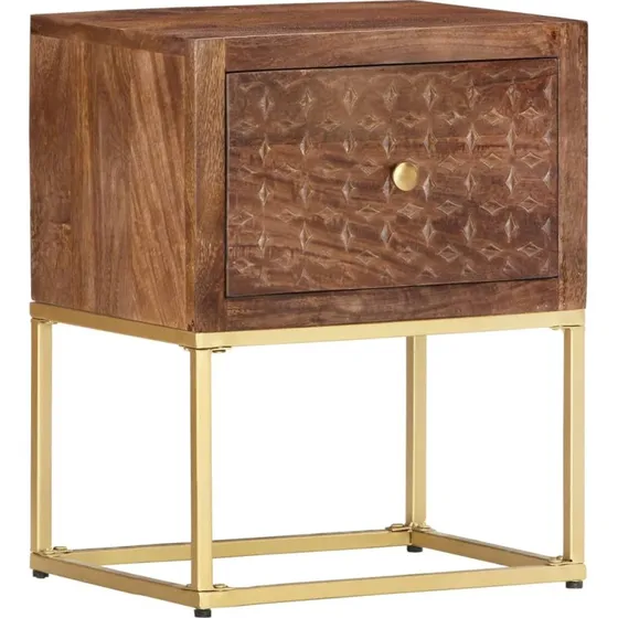 Sengebord i massivt mangotræ 40x30x50 cm – vintage