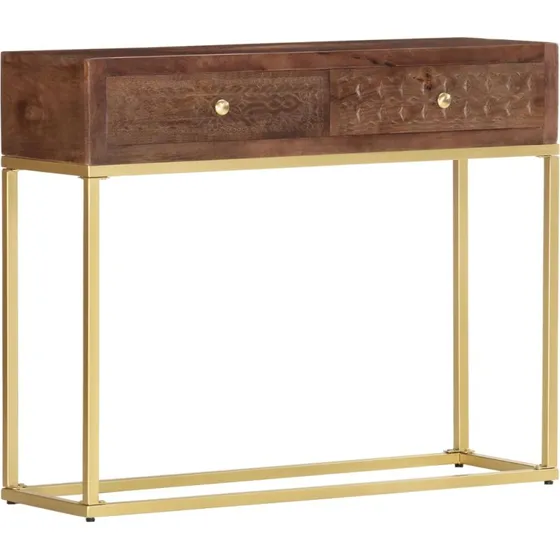 Konsolbord i massivt mangotræ 90x30x75 cm - vintage