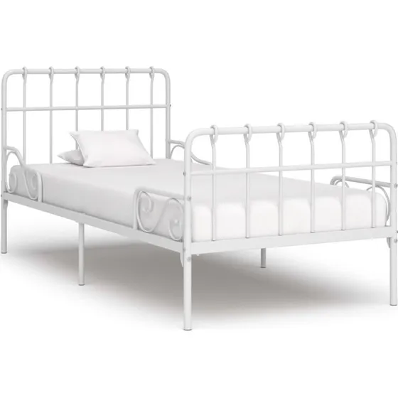 Hvidt sengestel med lamelbund 90x200 cm