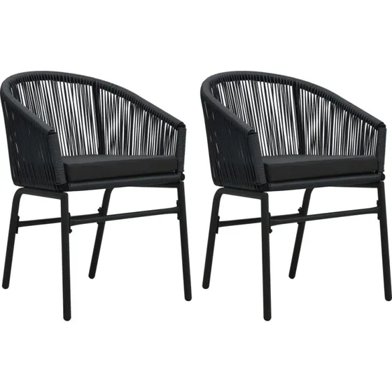 Havestole 2 stk. PVC-rattan sort med hynder
