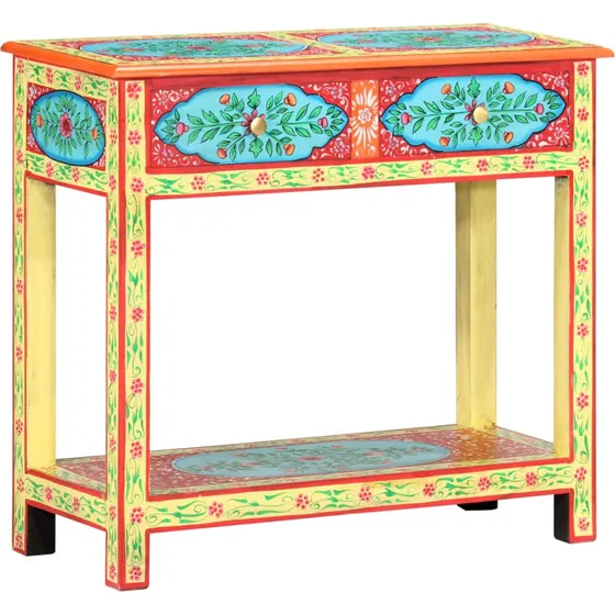 Håndmalet konsolbord i mangotræ 80x35x75 cm