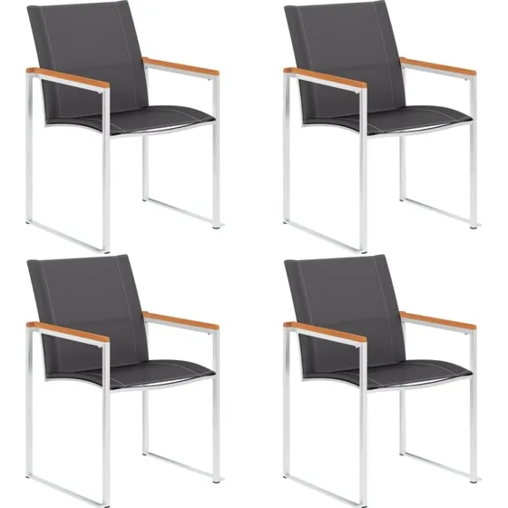 Havestole 4 stk. i textilene og rustfrit stål, grå