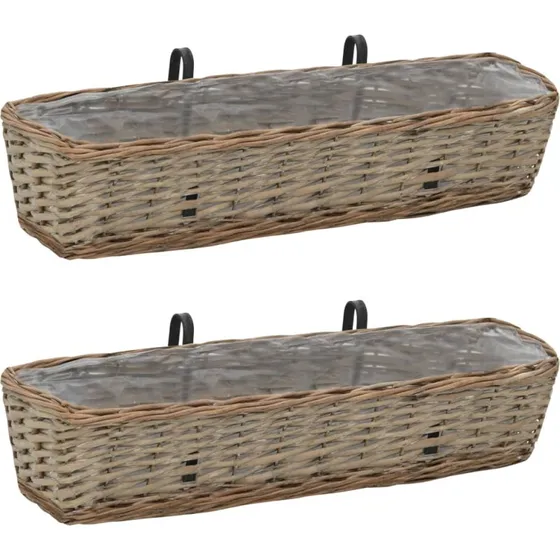 Plantekasse til balkon 2 stk. kurveflet m. PE-foring 80 cm