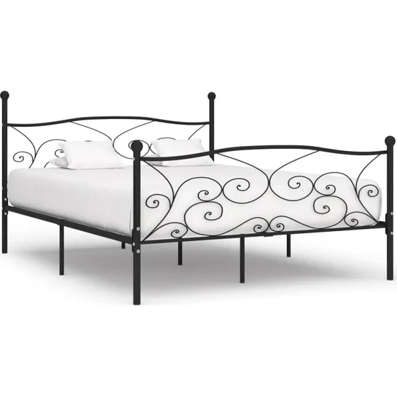 Sengestel med lamelbund 180x200 cm i sort metal