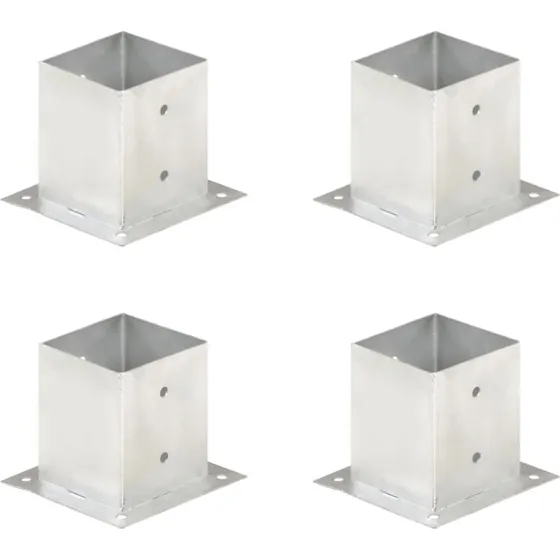 Stolpefod 4 stk. galvaniseret til 121 mm firkantet rr