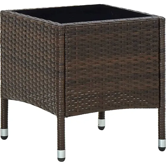 Havebord 40x40x45 cm polyrattan, brun