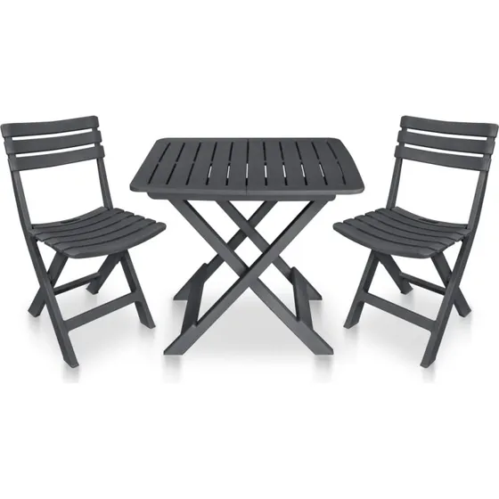 Foldbart bistrosæt 3 dele i plastik – antracitgrå