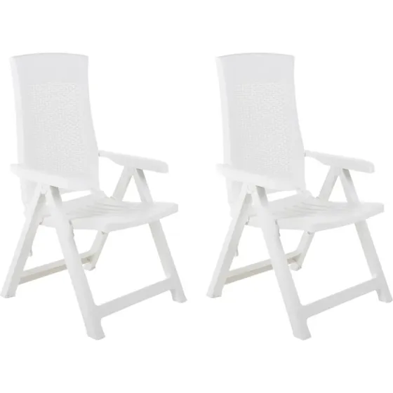 Havelænestole 2 stk. foldbare plastik – hvid