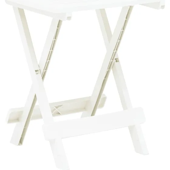 Foldbart havebord i hvid plastik 45x43x50 cm