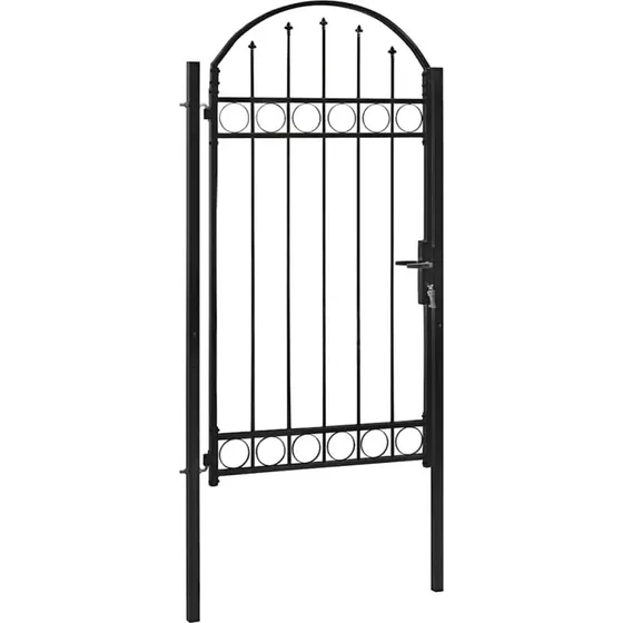 Hegnslge i stl med buet top 100x250 cm - sort