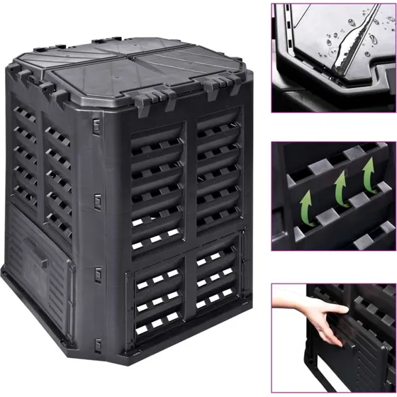 Kompostbeholder 360 L  vejrbestandig, sort (68,9x68,9x83,9 cm)
