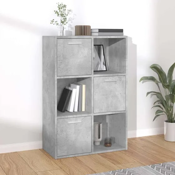 Kontorreol 60x29,5x90 cm konstrueret træ – betongrå
