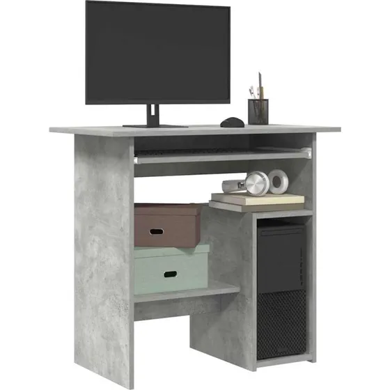 Skrivebord 80x45x74 cm – konstrueret træ, betongrå