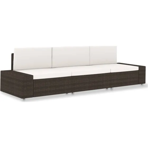 Modulær 3-personers sofa i brun polyrattan