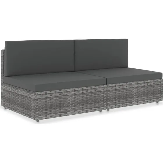 Modulær 2-personers polyrattan sofa - grå
