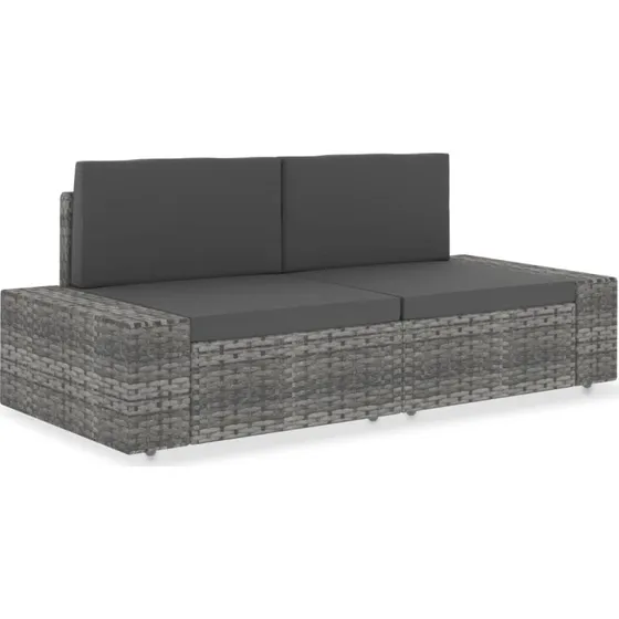 Modulær 2-personers polyrattan sofa, grå (udendørs)