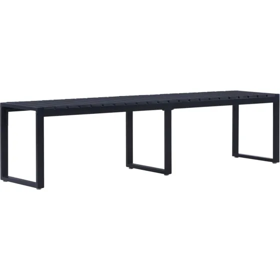 Havebænk 180 cm med sort jernstel og PS-sæde