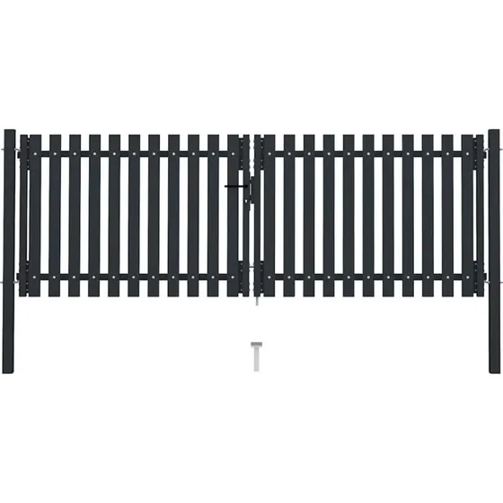 Dobbeltdrs hegnslge i pulverlakeret stl 306x125 cm (antracit)