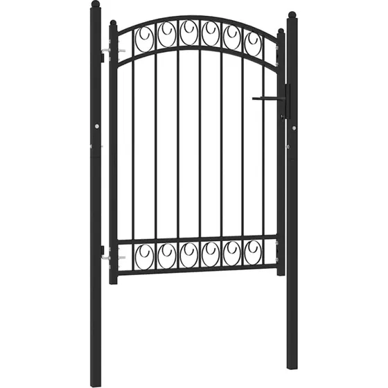 Hegnslåge i stål 100x125 cm – buet top, sort