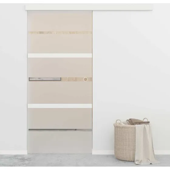 Skydedr 90x205 cm hrdet glas & aluminium, slv