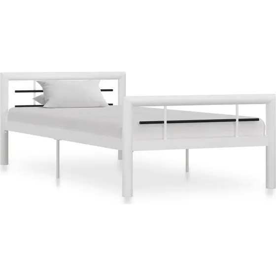 Sengestel i metal 90x200 cm – hvid/sort