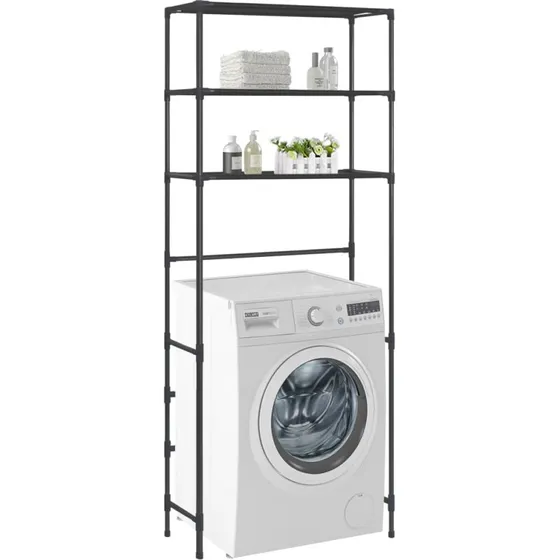 Opbevaringsstativ 3 hylder 69x28x169 cm - sort