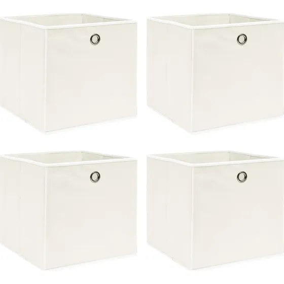 Foldbare opbevaringskasser 4 stk. 32x32x32 cm  Hvid