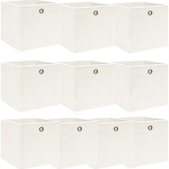 Foldbare opbevaringskasser 10 stk. 32x32x32 cm - hvid