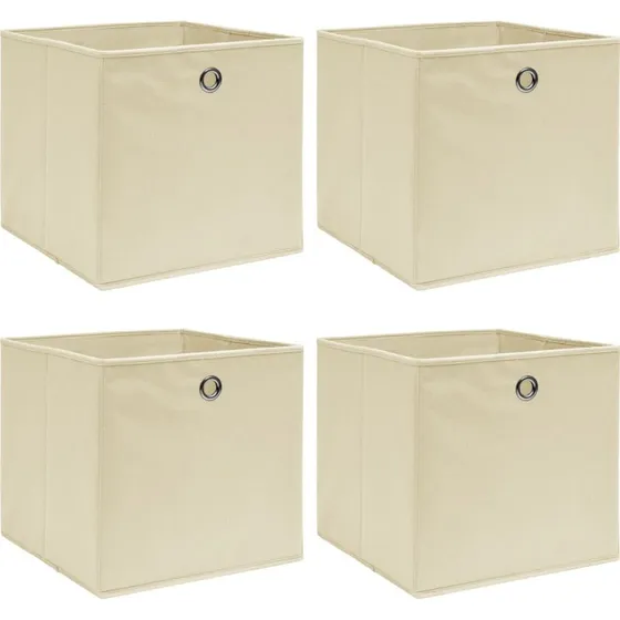 Opbevaringskasser 4 stk. 32x32x32 cm - creme