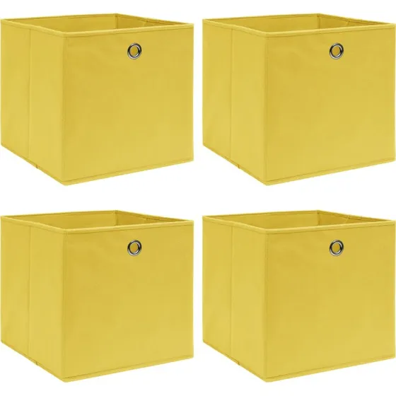 Foldbare opbevaringskasser 4 stk. 32x32x32 cm - Gul