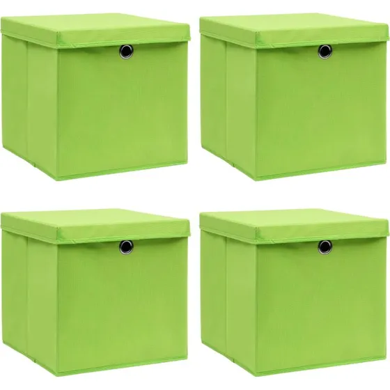 Foldbare opbevaringskasser 4 stk. 32x32x32 cm  grn