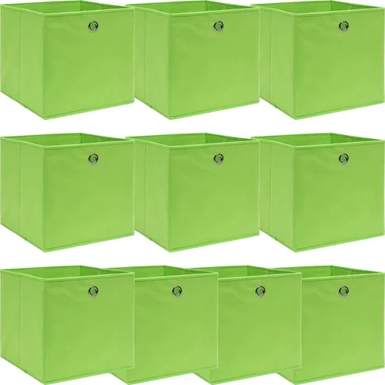 Opbevaringskasser 10 stk 32x32x32 cm  foldbar, grn