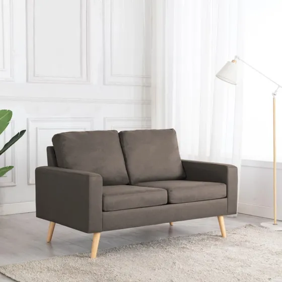 2-personers sofa i gråbrun stof – 130 x 76 x 82,5 cm