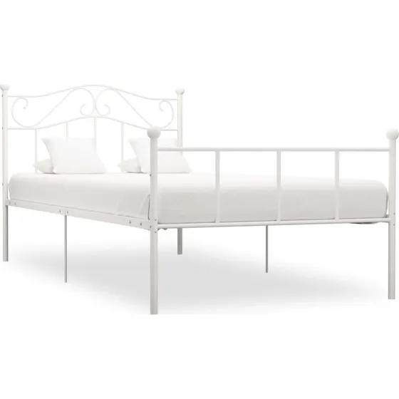 Sengestel i metal 90x200 cm – hvid, med lamelbund