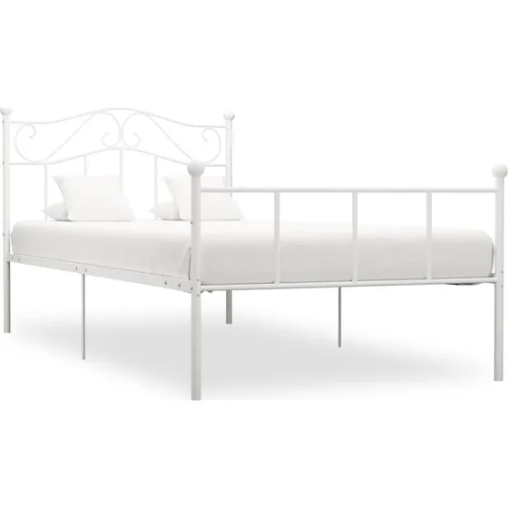 Sengestel i metal 100x200 cm – hvid lamelbund