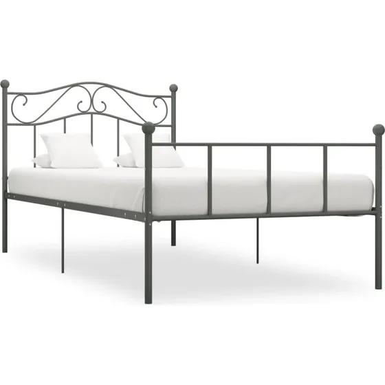Sengestel i metal 100x200 cm – grå lamelbund