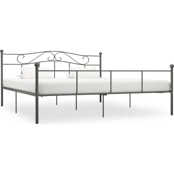 Sengestel 180x200 cm i metal, grå – med lamelbund