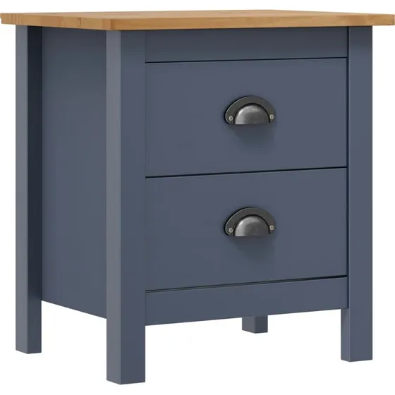 Sengebord Hill i massivt fyrretræ, grå/honning 46x35x49,5 cm