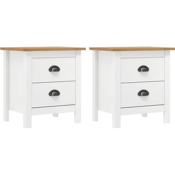 Hill sengeborde 2 stk. 46x35x49,5 cm massivt fyrretræ hvid