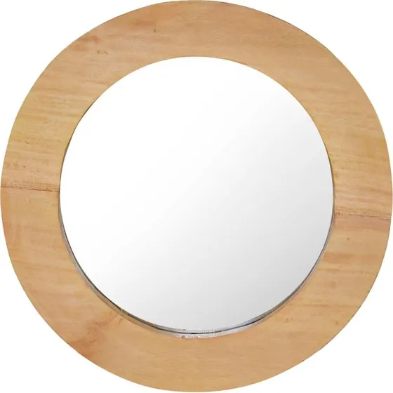 Rund vgspejl 40 cm i hndvvet teak