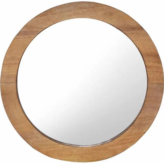 Rund vgspejl 60 cm i hndvvet teak